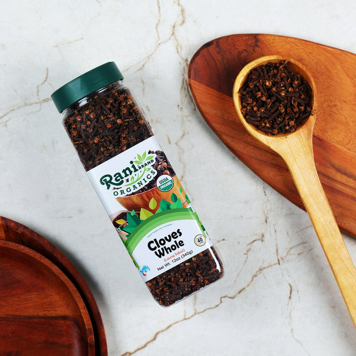 Rani Organic Cloves Whole (Laung Sabut) 12oz (340g) PET Jar, Great for Food, Tea, Pomander Balls and Potpourri ~ All Natural | USDA Certified Organic