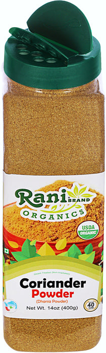 Rani Organic Coriander Powder (Dhania Powder) 14oz (400g) PET Jar ~ All Natural | Vegan | Gluten Friendly | Indian Origin | USDA Certified Organic