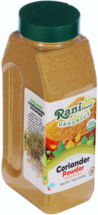 Rani Organic Coriander Powder (Dhania Powder) 14oz (400g) PET Jar ~ All Natural | Vegan | Gluten Friendly | Indian Origin | USDA Certified Organic
