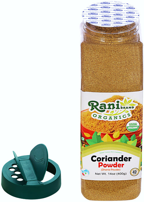 Rani Organic Coriander Powder (Dhania Powder) 14oz (400g) PET Jar ~ All Natural | Vegan | Gluten Friendly | Indian Origin | USDA Certified Organic