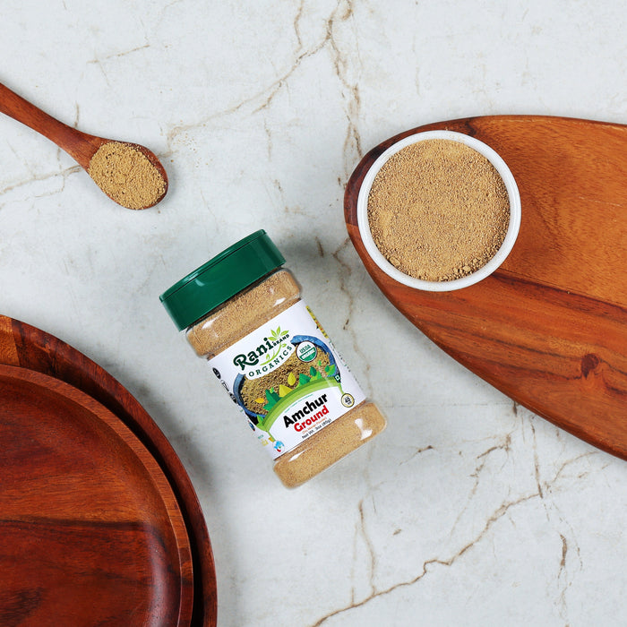 Rani Organic Amchur Ground (Dry Mango Powder) Spice 3oz (85g) PET Jar ~ All Natural | Vegan | Gluten Friendly | Indian Origin | USDA Certified Organic