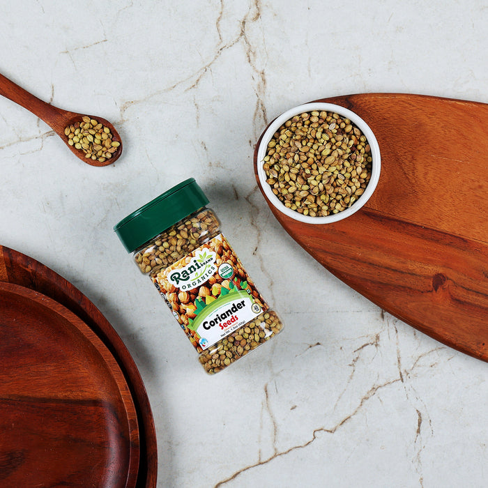 Rani Organic Coriander Seeds Whole (Dhania Sabut) 1.5oz (42g) PET Jar ~ All Natural | Vegan | Gluten Friendly | Indian Origin | USDA Certified Organic