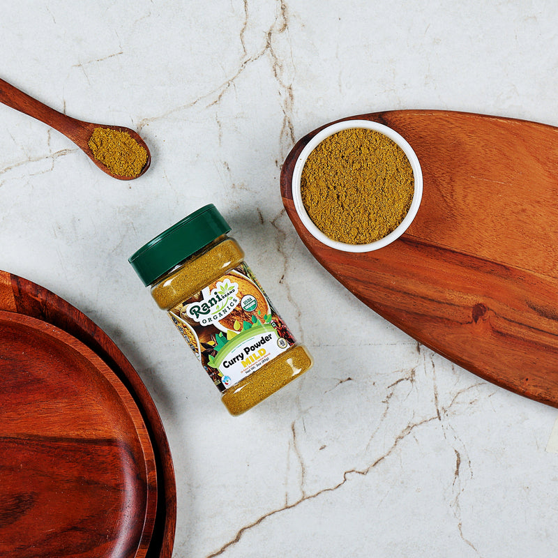 Rani Organic Curry Powder Mild (8-Spice Authentic Indian Blend) 3oz (85g) PET Jar ~ All Natural | Salt-Free | Gluten Friendly | USDA Certified Organic