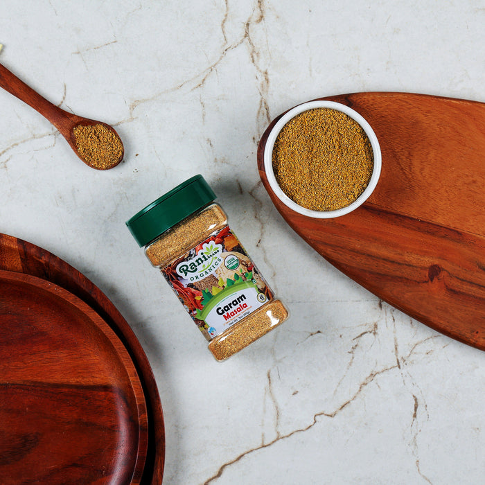 Rani Organic Garam Masala (7-Spice North Indian Spices Blend) 3oz (85g) PET Jar ~ All Natural | Salt-Free | Indian Origin | USDA Certified Organic