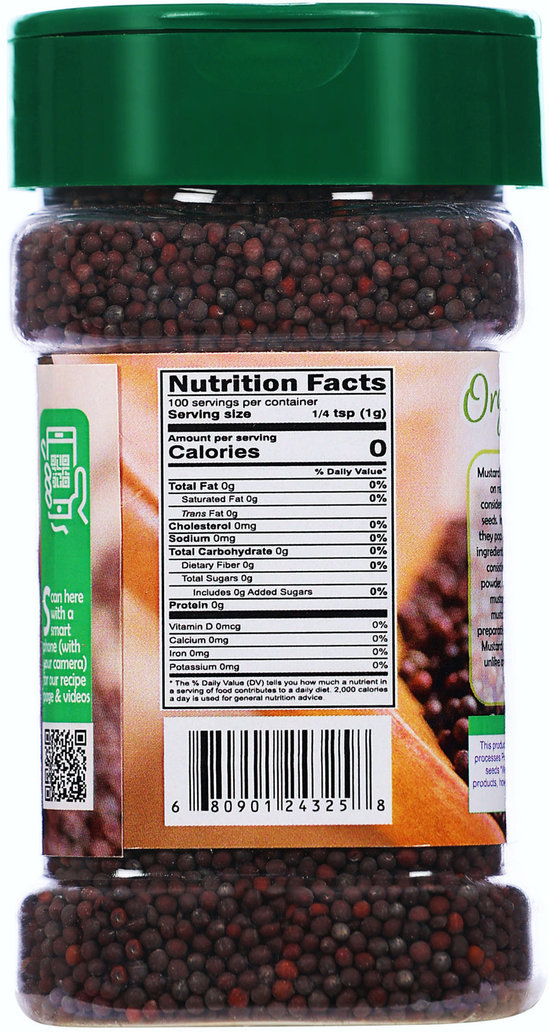 Rani Organic Black Mustard Seeds Whole Spice (Rai Sarson) 3.5oz (100g) PET Jar ~ All Natural | Vegan | Indian Origin | USDA Certified Organic