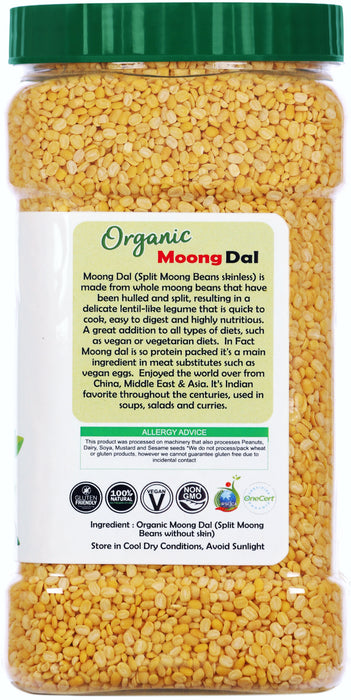 Rani Organic Moong Dal (Split Moong Beans Skinless) Indian Lentils 64oz (4lbs)1.81kg ~ All Natural | Vegan | Gluten Friendly | NON-GMO | Indian Origin