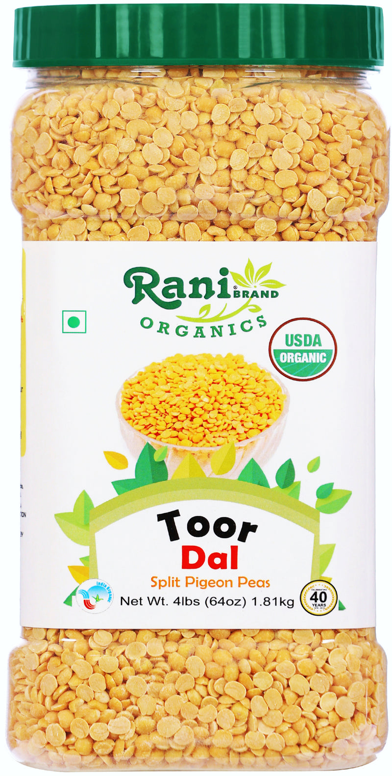 Rani Organic Toor Dal (Split Pigeon Peas) 64oz