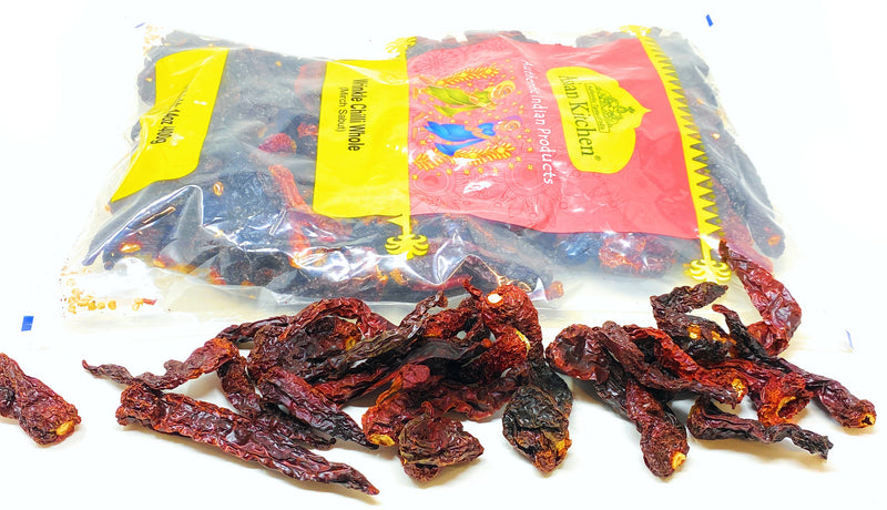 Asian Kitchen Wrinkled Chilies Whole Stemless (Mirch Sabut) 14oz (400g) ~ All Natural | Vegan | No Colors | Gluten Friendly | Indian Origin