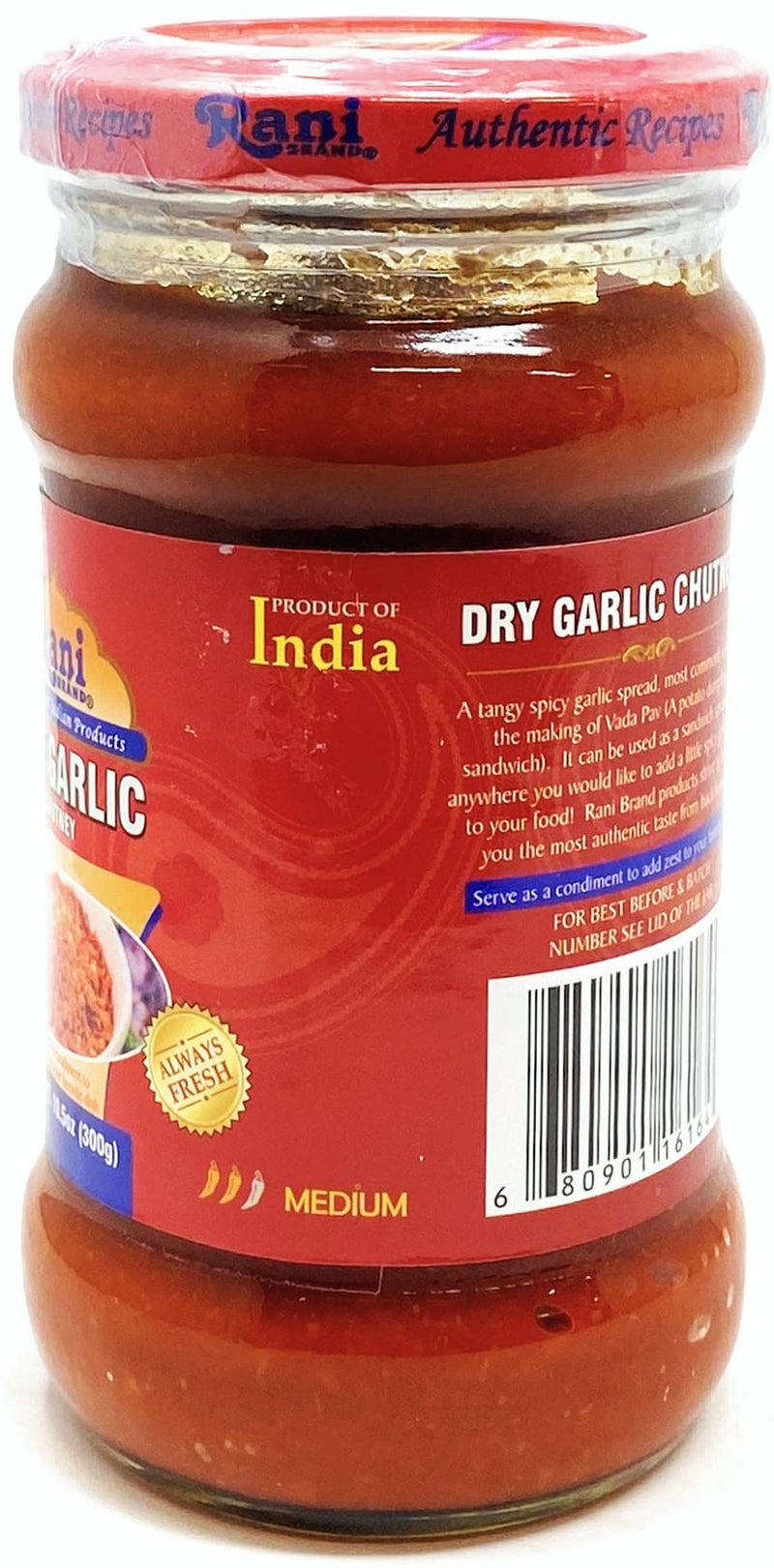 Rani Garlic Chutney 10.5oz (300g) Glass Jar, Ready to Eat ~ All Natural | No Preservatives | Vegan | Gluten Free | NON-GMO | No Colors