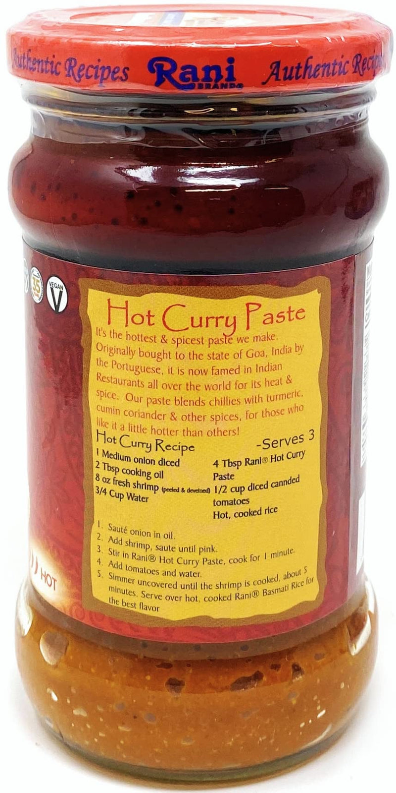 Rani Curry Paste HOT (Spice Paste) 10.5oz (300g) Glass Jar, Pack of 5+1 FREE ~ No Colors | All Natural | NON-GMO | Vegan | Gluten Free | Indian Origin