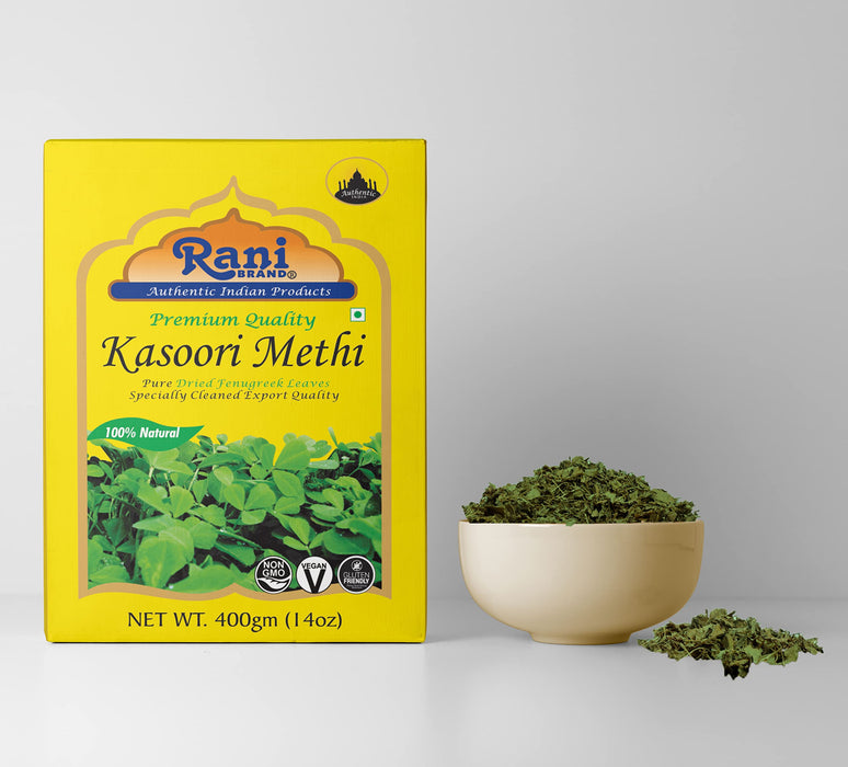 Rani Fenugreek Leaves Dried, All Natural (Kasoori Methi) 400g (14oz) ~ Gluten Friendly | NON-GMO ~ Vegan