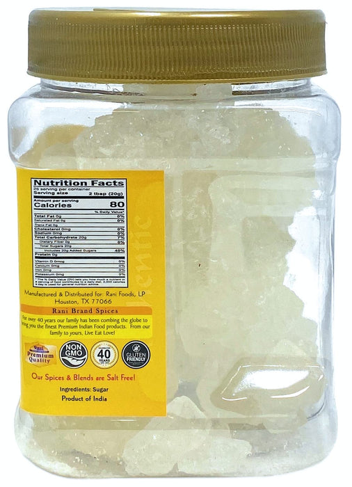 Thread Misri (Rock Sugar/Dhaga Mishri) - 17.5oz (1.1lbs) 500g PET Jar - Rani Brand Authentic Indian Products