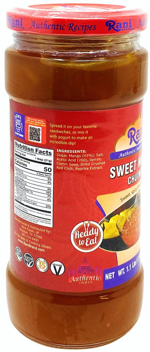 Rani Sweet Mango Chutney (Indian Preserve) 17.6oz (1.1lbs) 500g Glass Jar, Ready to eat, Vegan ~ Gluten Free, All Natural, NON-GMO