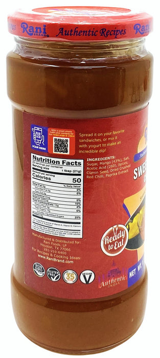 Rani Sweet Mango Chutney (Indian Preserve) 17.6oz (1.1lbs) 500g Glass Jar, Ready to eat, Vegan, Pack of 5+1 FREE ~ Gluten Free, All Natural, NON-GMO