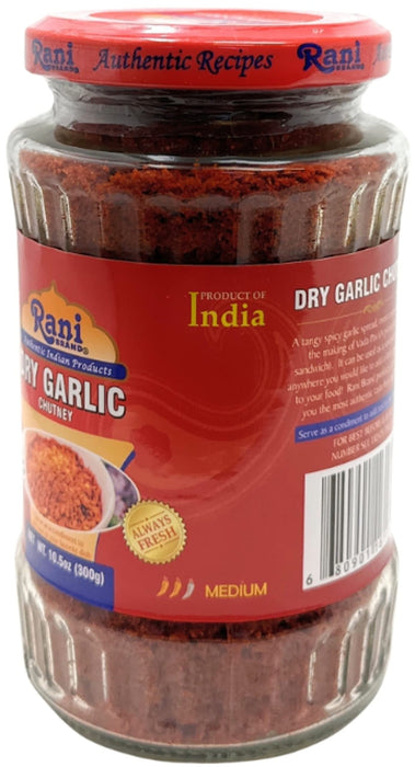 Rani Dry Garlic Chutney 10.5oz (300g) Glass Jar, Ready to Eat ~ All Natural | No Preservatives | Vegan | Gluten Free | NON-GMO | No Colors | Indian Origin