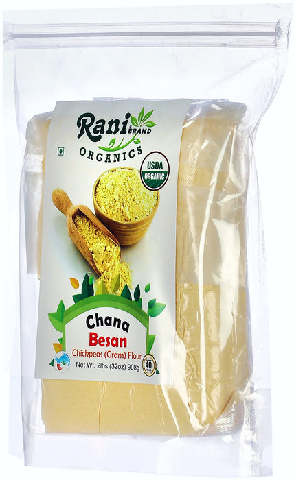 Rani Organic Chana Besan - Chickpeas (Gram) Flour 32oz (2lbs) ~ All Natural | Gluten Friendly | NON-GMO | Indian Origin | USDA Certified Organic