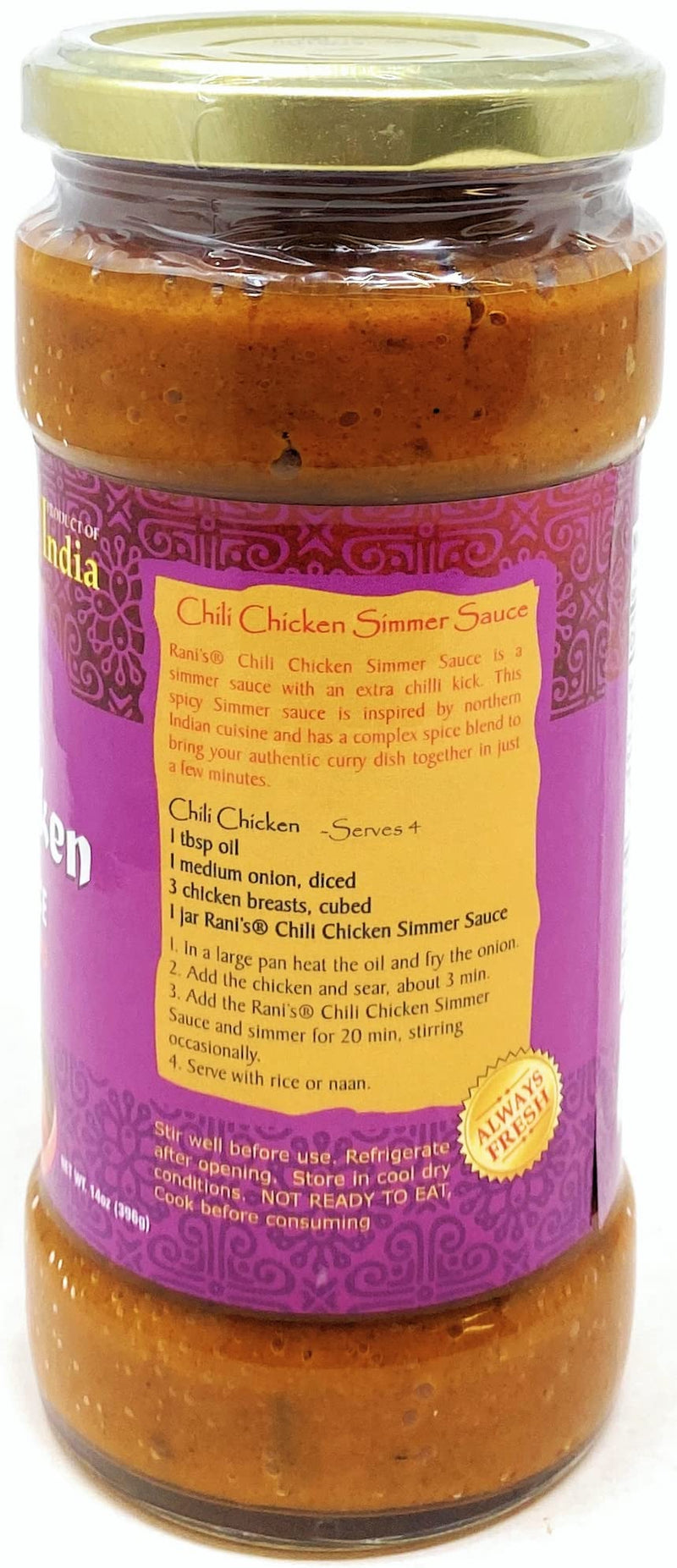 Rani Chili Chicken Vegan Gluten Free Simmer Sauce