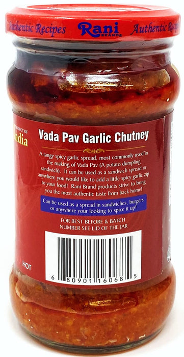 Rani Vada Pav Garlic Chutney 10.5oz (300g) Glass Jar, Ready to Eat ~ Vegan | Gluten Free | NON-GMO | Indian Origin
