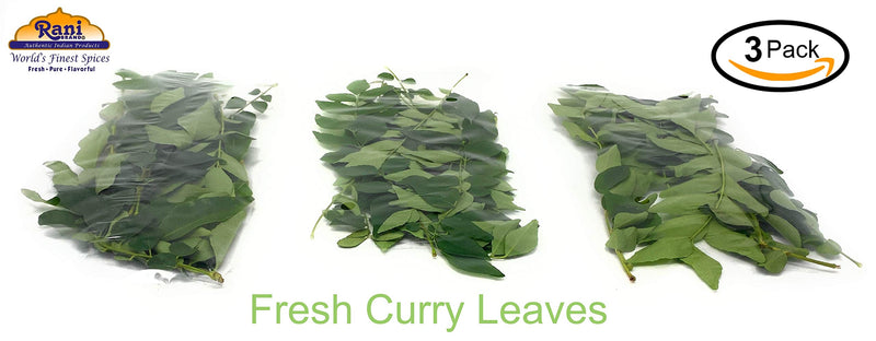 Rani Fresh Curry Leaves 3oz (Pack of 3 x 1oz) ~All Natural | Vegan | Gluten Friendly | NON-GMO
