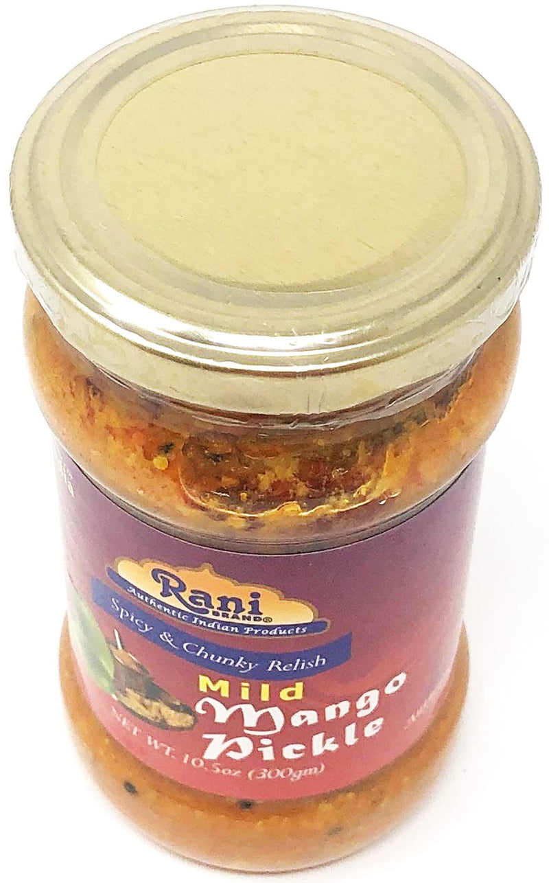 Rani Mango Pickle MILD (Achar, Indian Relish) 10.5oz (300g) Glass Jar ~ Vegan | Gluten Free | NON-GMO | No Colors | Popular Indian Condiment, Indian Origin
