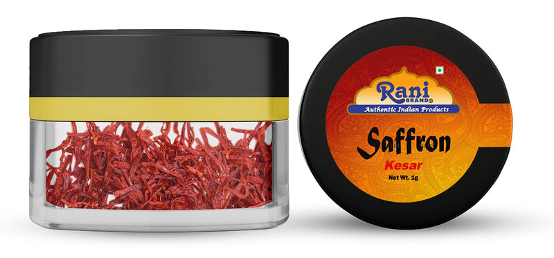 Rani Pure Saffron (Kesar) from India, Fragrant & Full Flavor, Great for Cooking, Tea & Medicinal, Grade A all red threads, 1gm (0.035oz), Pack of 12, PET Jar ~ All Natural, Salt-Free | Vegan | No Colors | Gluten Friendly | NON-GMO