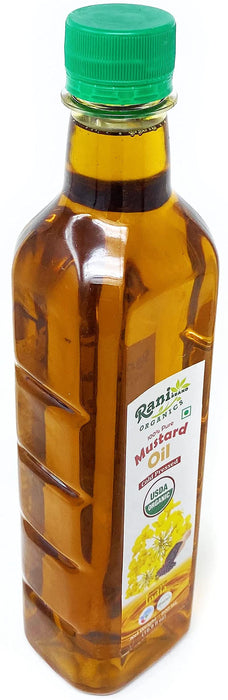 Rani Organic Mustard Oil (Cold Pressed) 16.9oz (500ml) ~ 100% Natural | Vegan | Gluten Free | NON-GMO | Indian Origin