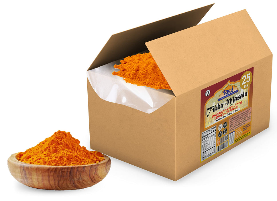 Rani Tikka Masala Indian 7-Spice Blend 400oz (25lbs) 11.36kg Bulk Box ~ All Natural | Salt-Free | Vegan | No Colors | Gluten Friendly | NON-GMO