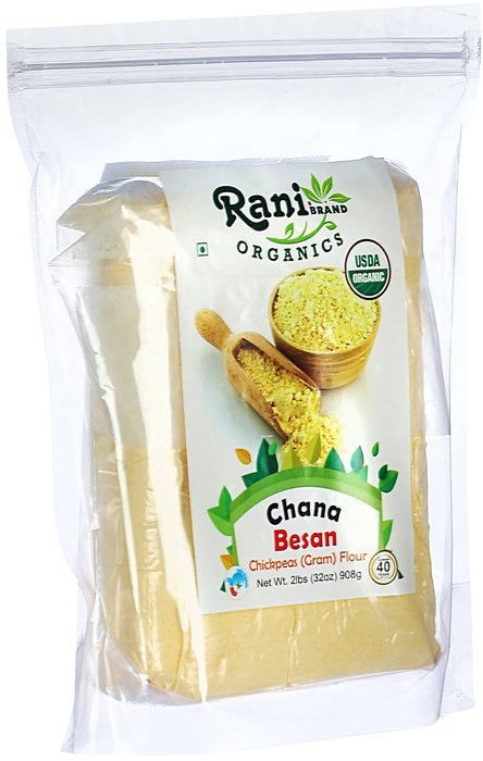 Rani Organic Chana Besan - Chickpeas (Gram) Flour 32oz (2lbs) ~ All Natural | Gluten Friendly | NON-GMO | Indian Origin | USDA Certified Organic