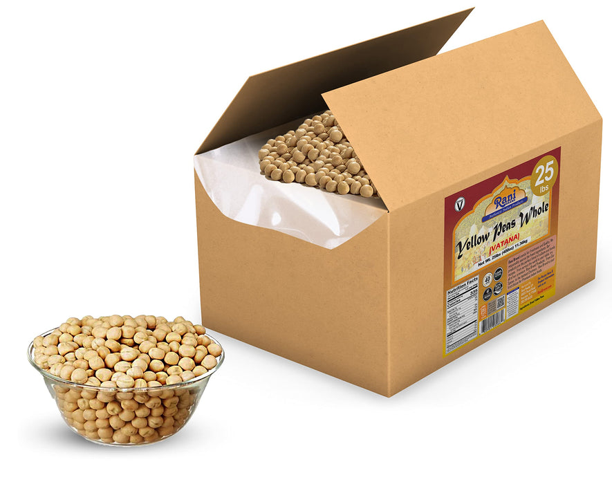 Rani Yellow Peas Whole, Dried (Vatana, Matar) 400oz (25lbs) 11.36kg Bulk Box ~ All Natural | Vegan | Gluten Friendly | Product of USA