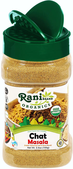 Rani Organic Chat Masala (8-Spice Seasoning Salt) Tangy Indian Seasoning 3.5oz (100g) PET Jar ~ All Natural | Indian Origin | USDA Certified Organic