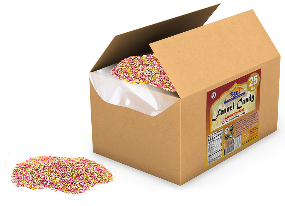 Rani Sugar Coated Fennel Candy 400oz (25lbs) 11.36kg Bulk Box ~ Indian After Meal Digestive Treat | Vegan | Gluten Friendly | NON-GMO