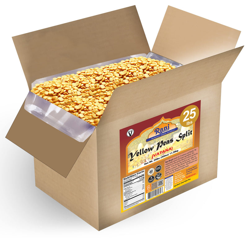 Rani Yellow Peas Split, Dried (Vatana, Matar) 400oz (25lbs) 11.36kg Bulk Box ~ All Natural | Vegan | Gluten Friendly | Product of USA