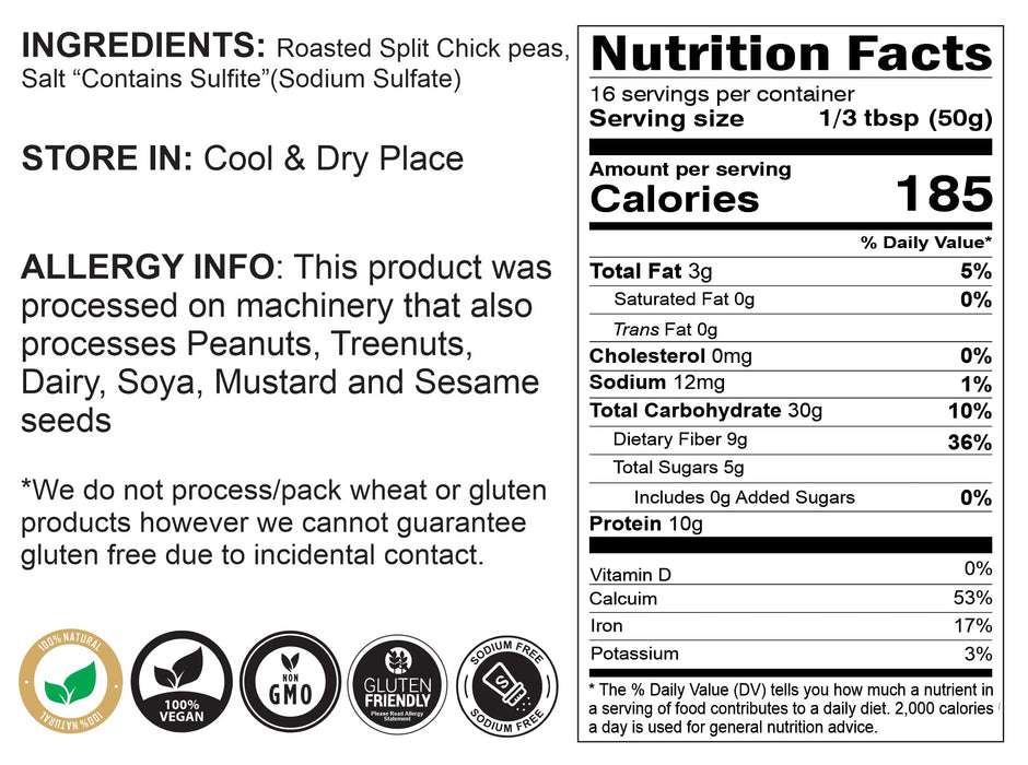 Asian Kitchen Daliya Split (Roasted Split Chickpeas Dalia) 800g (28oz) ~ All Natural | Vegan | Indian Origin