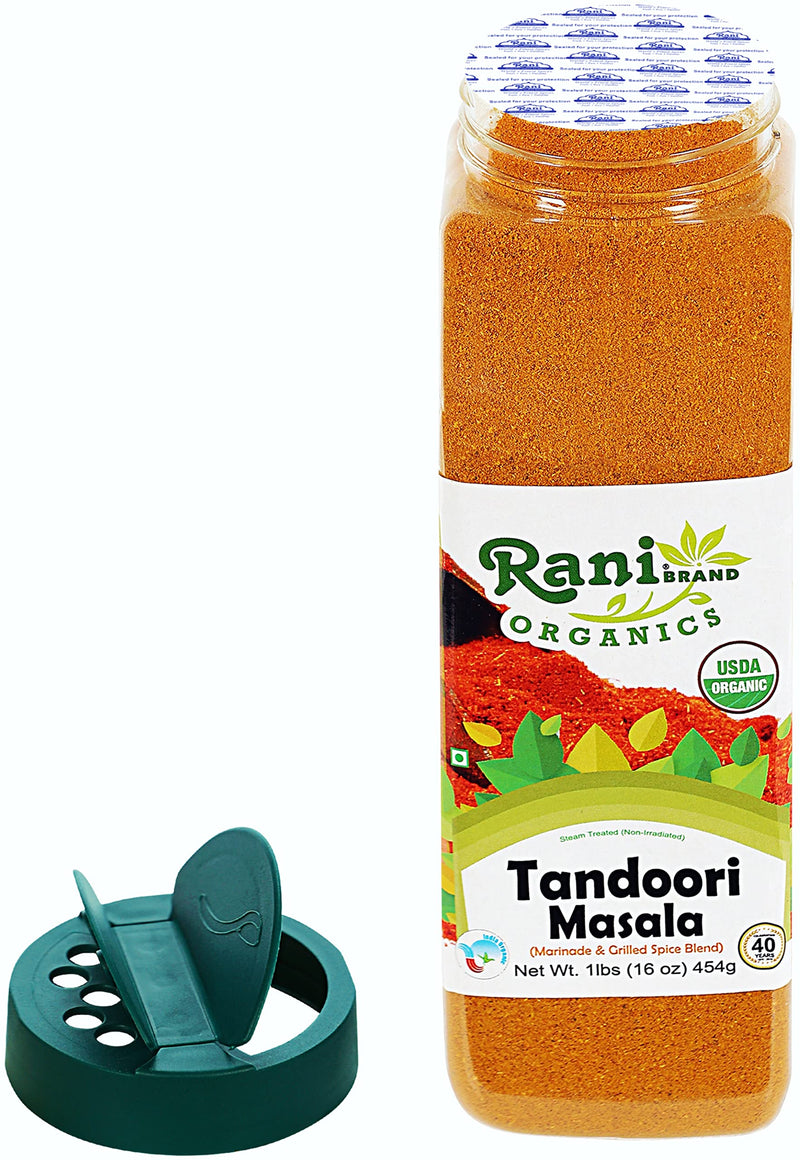 Rani Organic Tandoori Masala (Marinade & Grilled Spice Blend) 8-Spice Indian Blend 16oz (1lb) 454g PET Jar ~ All Natural | USDA Certified Organic