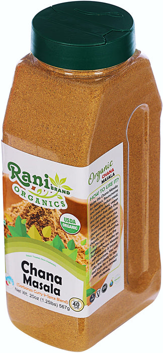 Rani Organic Chana Masala (Garbanzo Curry 9-Spice Blend) 20oz (1.25lbs) 567g PET Jar ~ All Natural | Gluten Friendly | USDA Certified Organic