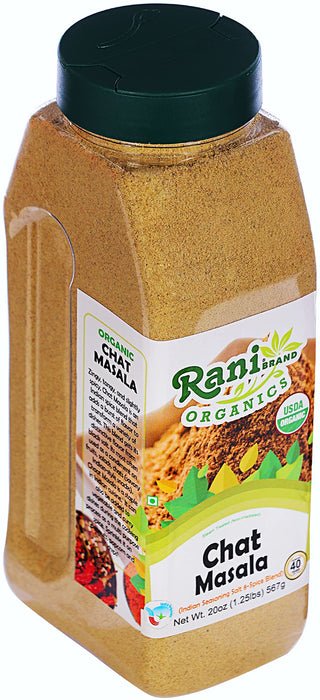 Rani Organic Chat Masala (8-Spice Seasoning Salt) Tangy Indian Seasoning 20oz (1.25lbs) 567g PET Jar ~ All Natural | USDA Certified Organic