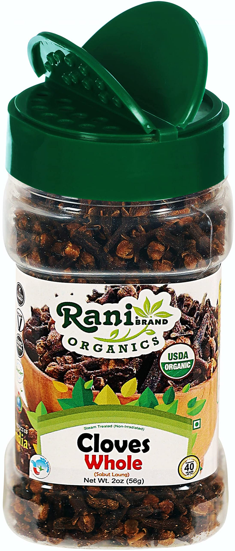 Rani Organic Cloves Whole (Laung Sabut) 2oz (56g) PET Jar, Great for Food, Tea, Pomander Balls and Potpourri ~ All Natural | USDA Certified Organic