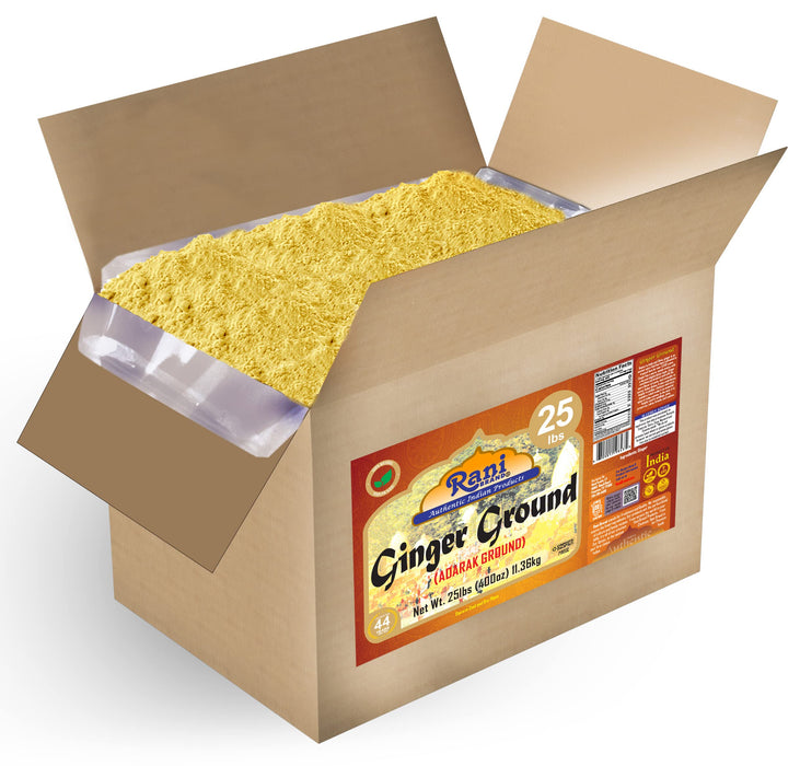 Rani Ginger (Adarak) Powder Ground, Spice 400oz (25lb) 11.36kg Bulk Box ~ All Natural | Vegan | Gluten Friendly | NON-GMO | Kosher | Indian Origin