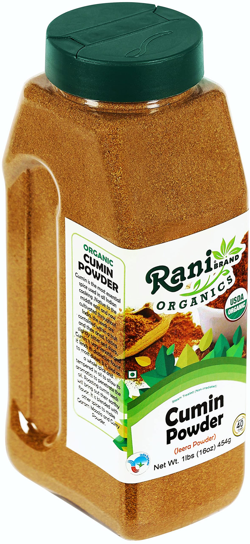 Rani Organic Cumin Powder (Jeera Powder) 16oz (1lb) 454g PET Jar ~ All Natural | Vegan | Gluten Friendly | Indian Origin | USDA Certified Organic