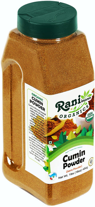 Rani Organic Cumin Powder (Jeera Powder) 16oz (1lb) 454g PET Jar ~ All Natural | Vegan | Gluten Friendly | Indian Origin | USDA Certified Organic