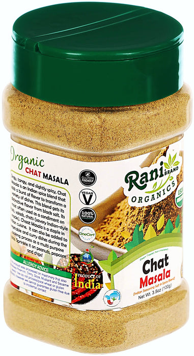 Rani Organic Chat Masala (8-Spice Seasoning Salt) Tangy Indian Seasoning 3.5oz (100g) PET Jar ~ All Natural | Indian Origin | USDA Certified Organic