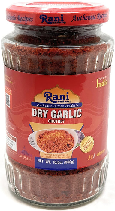 Rani Dry Garlic Chutney 10.5oz (300g) Glass Jar, Ready to Eat ~ All Natural | No Preservatives | Vegan | Gluten Free | NON-GMO | No Colors | Indian Origin
