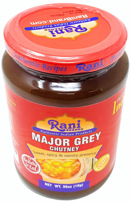 Rani Major Grey Mango Chutney (Indian Preserve) 36oz (2.2lbs) 1kg Value Pack, Glass Jar, Ready to eat, Vegan ~ Gluten Free, All Natural, NON-GMO