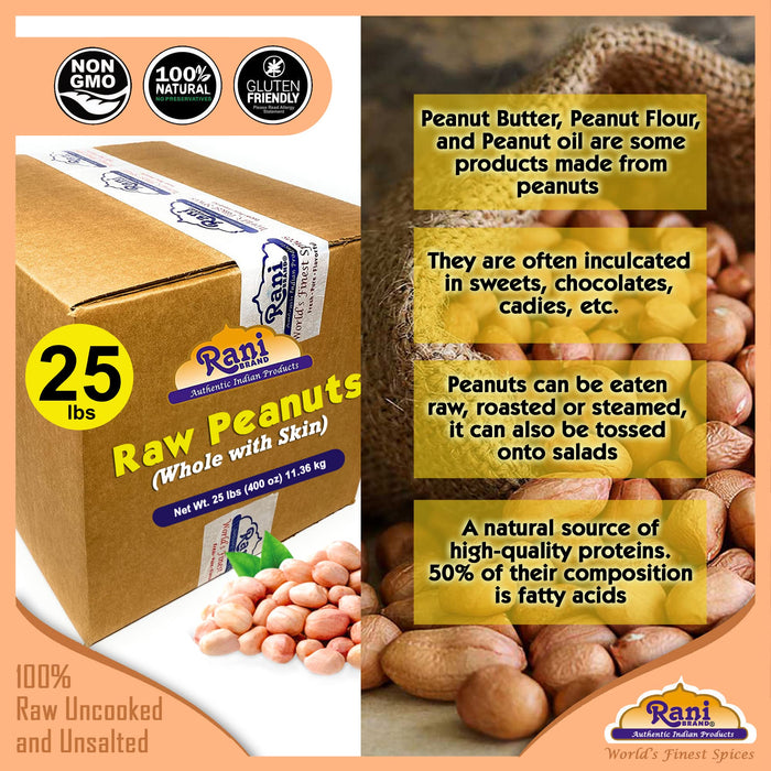 Rani Peanuts, Raw Whole With Skin (uncooked, unsalted) ~ All Natural | Fresh Product of USA ~ Spanish Grade Groundnut / Redskin {9 Sizes Available}