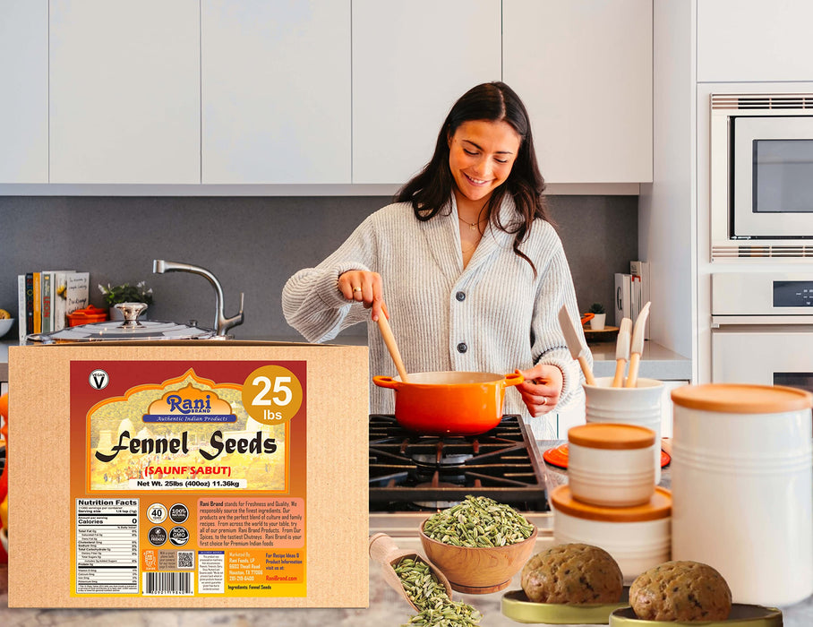 Rani Fennel Seeds (Saunf Sabut) Whole Spice 400oz (25lbs) 11.36kg Bulk Box ~ All Natural | Gluten Friendly | NON-GMO | Vegan | Indian Origin