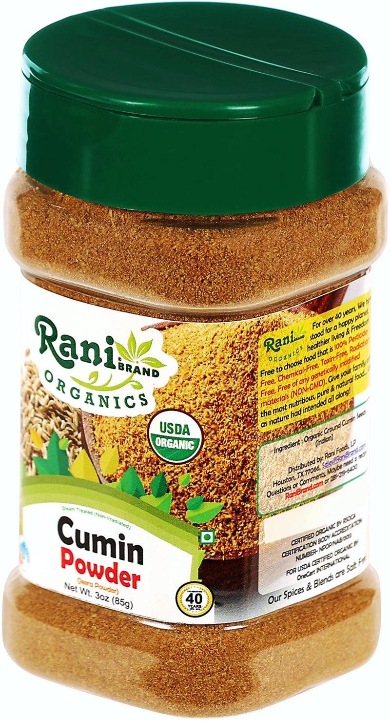 Rani Organic Cumin Powder (Jeera Powder) 3oz (85g) PET Jar ~ All Natural | Vegan | Gluten Friendly | Indian Origin | USDA Certified Organic