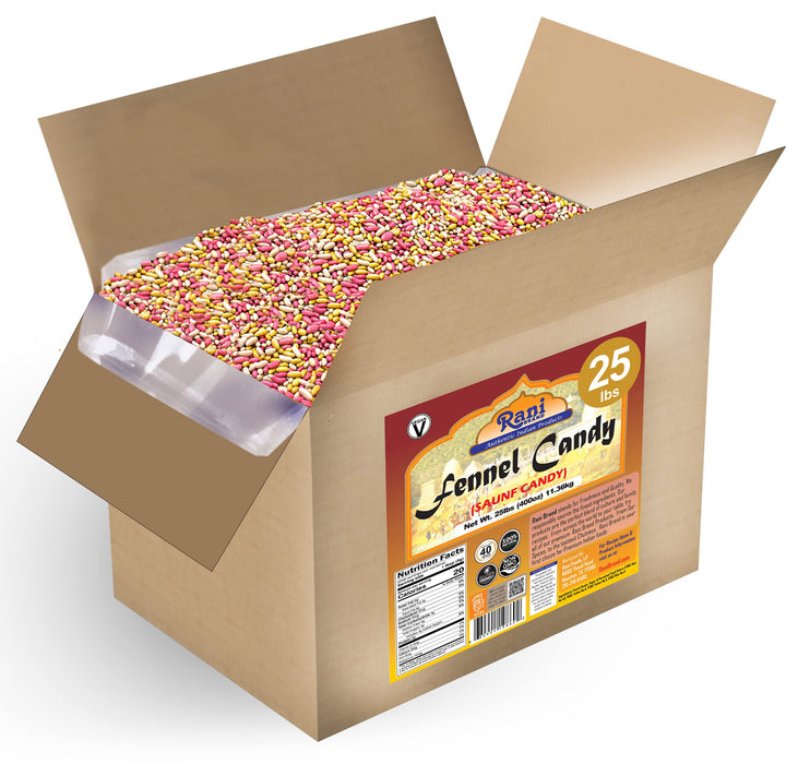 Rani Sugar Coated Fennel Candy 400oz (25lbs) 11.36kg Bulk Box ~ Indian After Meal Digestive Treat | Vegan | Gluten Friendly | NON-GMO