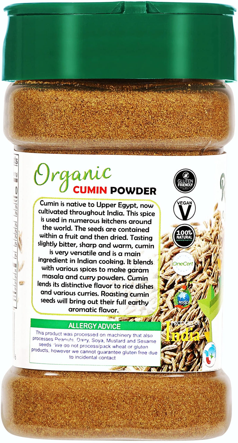 Rani Organic Cumin Powder (Jeera Powder) 3oz (85g) PET Jar ~ All Natural | Vegan | Gluten Friendly | Indian Origin | USDA Certified Organic