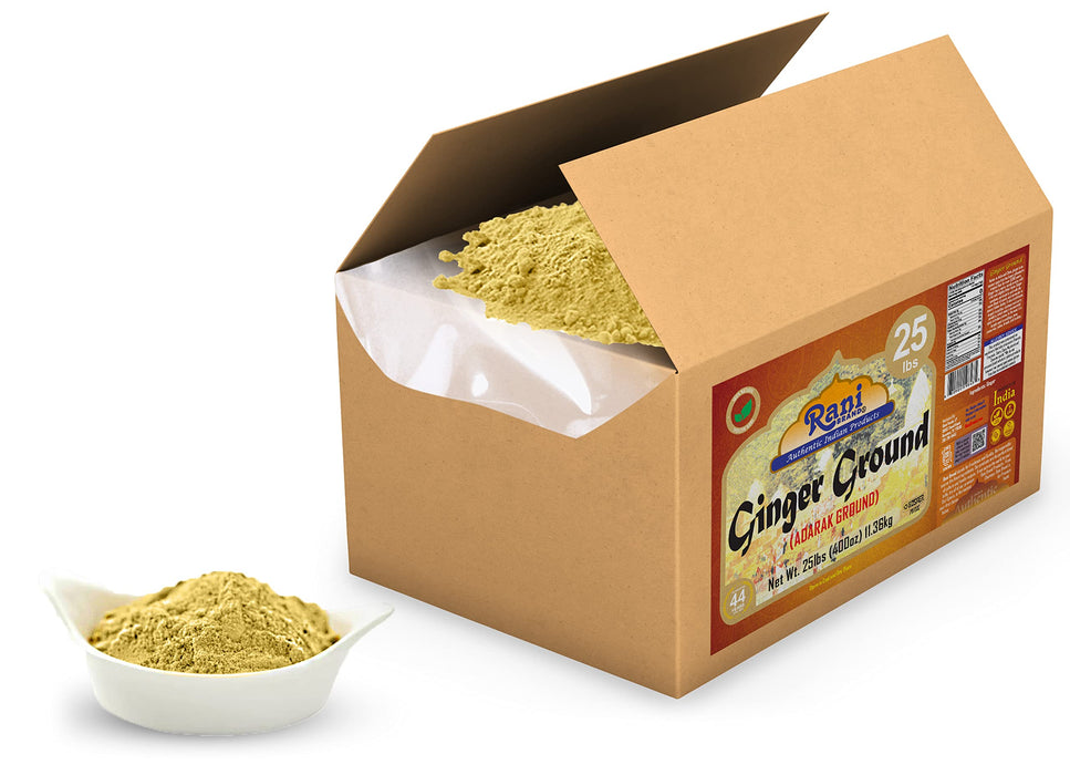Rani Ginger (Adarak) Powder Ground, Spice 400oz (25lb) 11.36kg Bulk Box ~ All Natural | Vegan | Gluten Friendly | NON-GMO | Kosher | Indian Origin