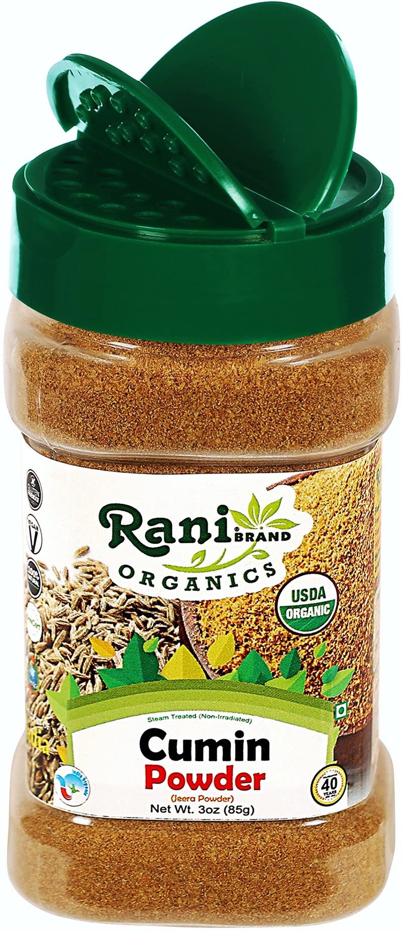Rani Organic Cumin Powder (Jeera Powder) 3oz (85g) PET Jar ~ All Natural | Vegan | Gluten Friendly | Indian Origin | USDA Certified Organic